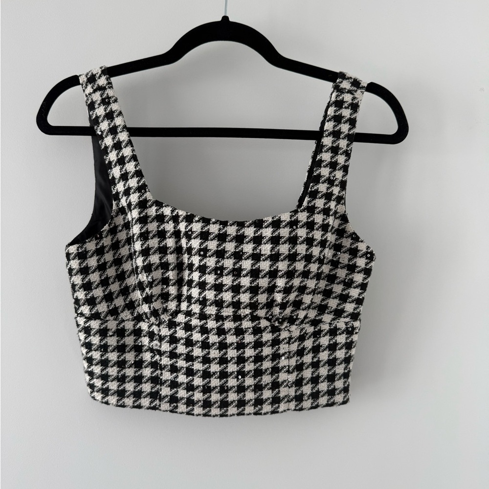 Jason Wu Black & White Houndstooth Cropped Tank